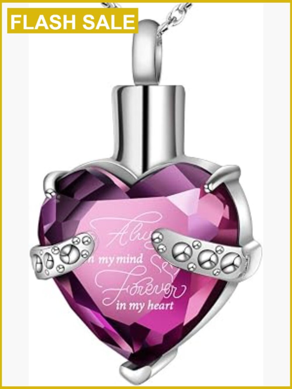Heart Urn Necklace for Ashes Memorial Cremation Jewelry Stainless Steel